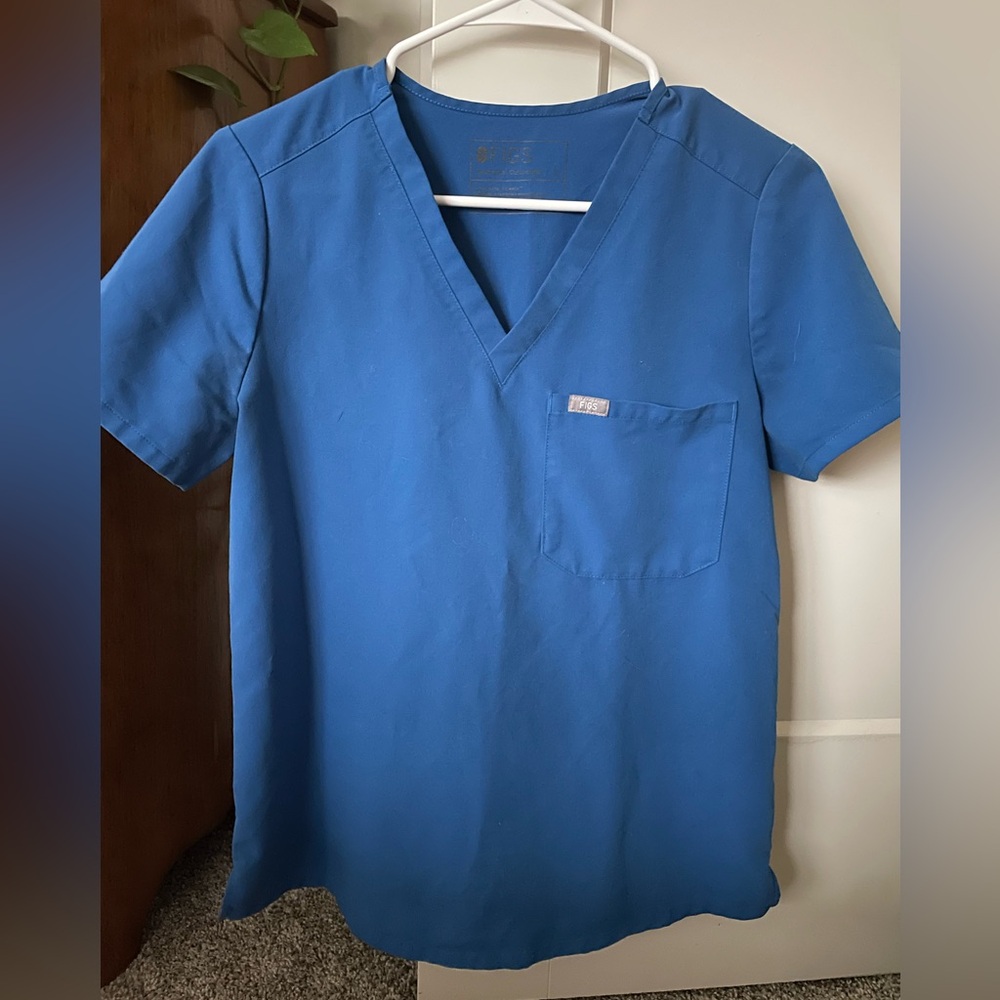 Figs Royal blue scrub top